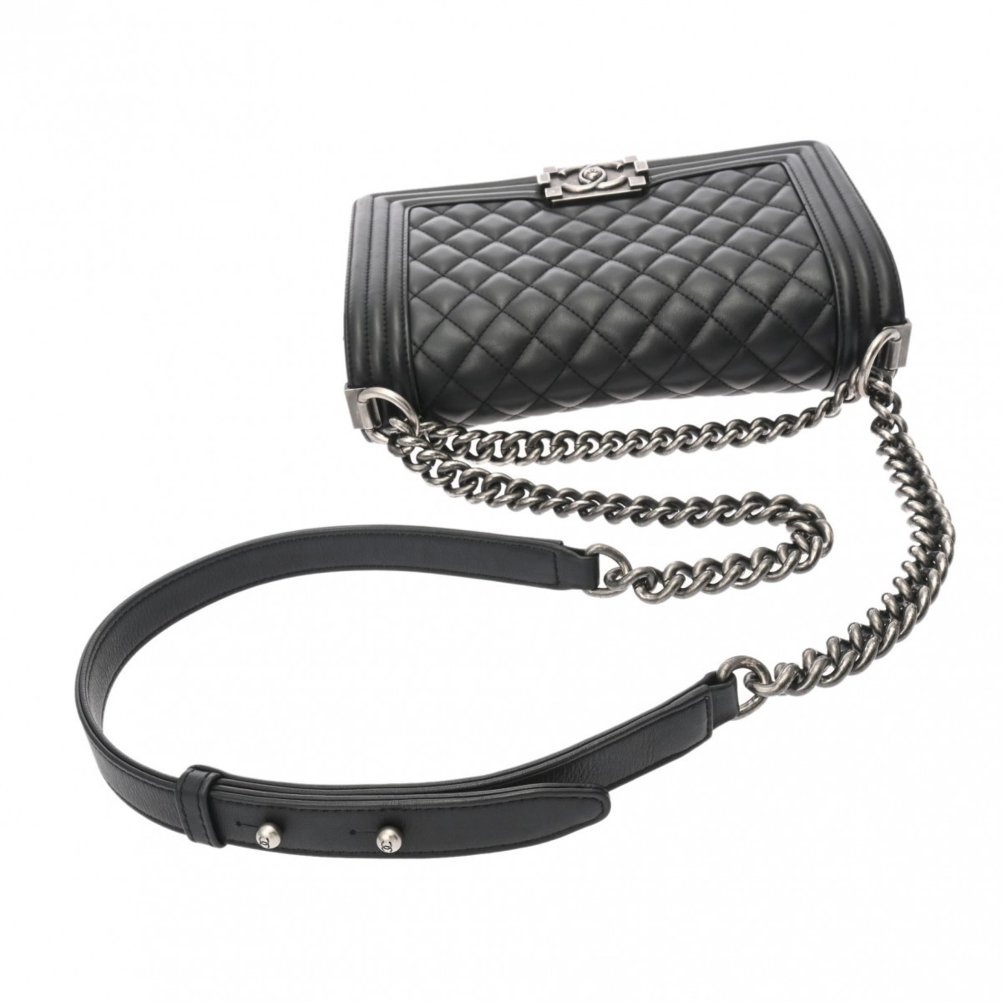 CHANEL Boy Chanel Chain Shoulder Bag 25cm Dark Gray A67086 Women's Lambskin