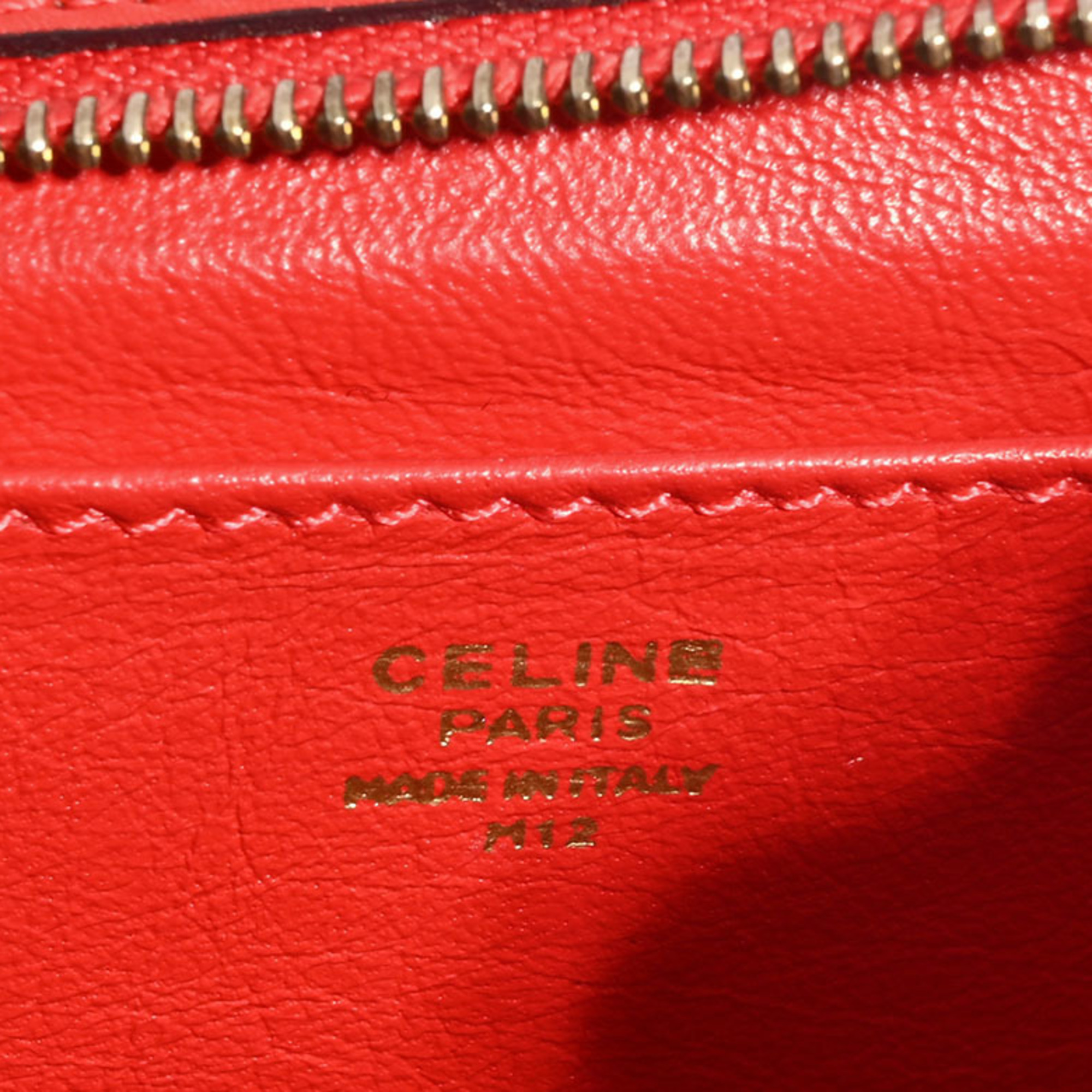 Celine Square Shoulder Bag Handbag Red Women's Leather Micro Size CELINE