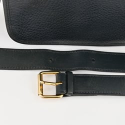 Celine Leather Flap Ring Shoulder Bag Navy Women's Old CELINE