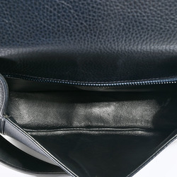 Celine Leather Flap Ring Shoulder Bag Navy Women's Old CELINE