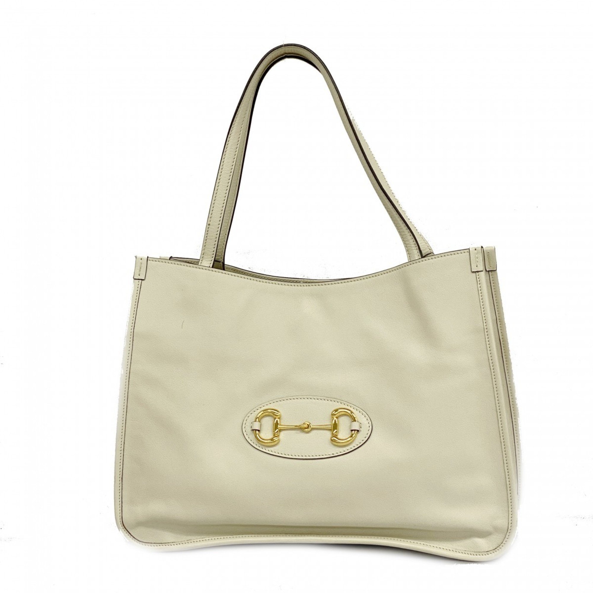 Gucci Tote Bag Horsebit 623694 Leather White Women's