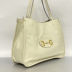 Gucci Tote Bag Horsebit 623694 Leather White Women's