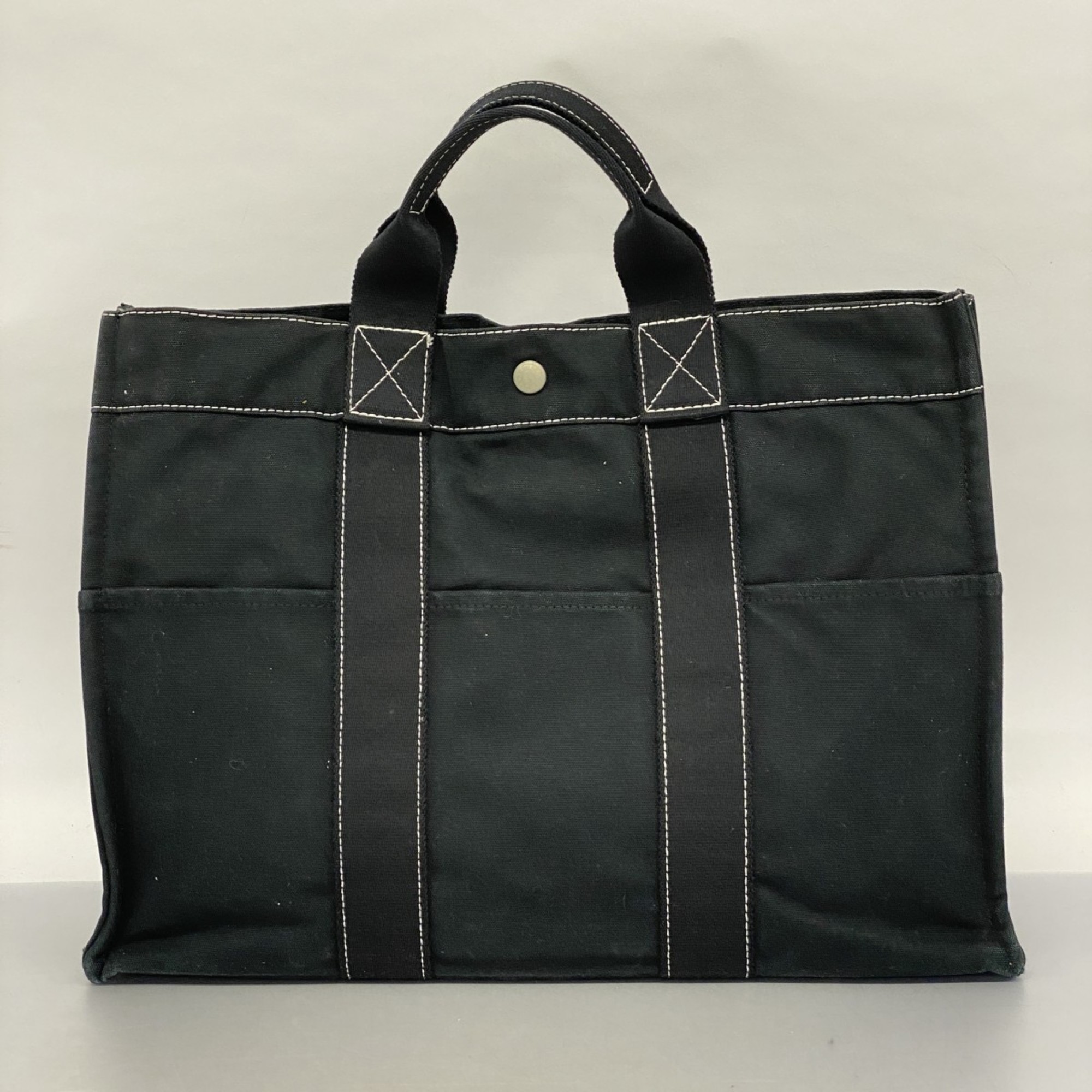 Hermes Tote Bag Deauville MM Canvas Black