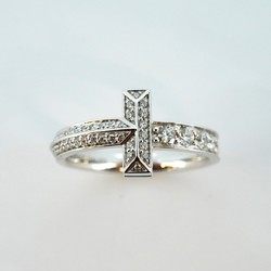 Tiffany Ring T One Half Eternity Diamond K18WG White Gold 0.45ct Size 12.5 Men's Women's