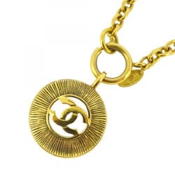 Chanel Necklace Coco Mark Circle GP Plated Gold Ladies