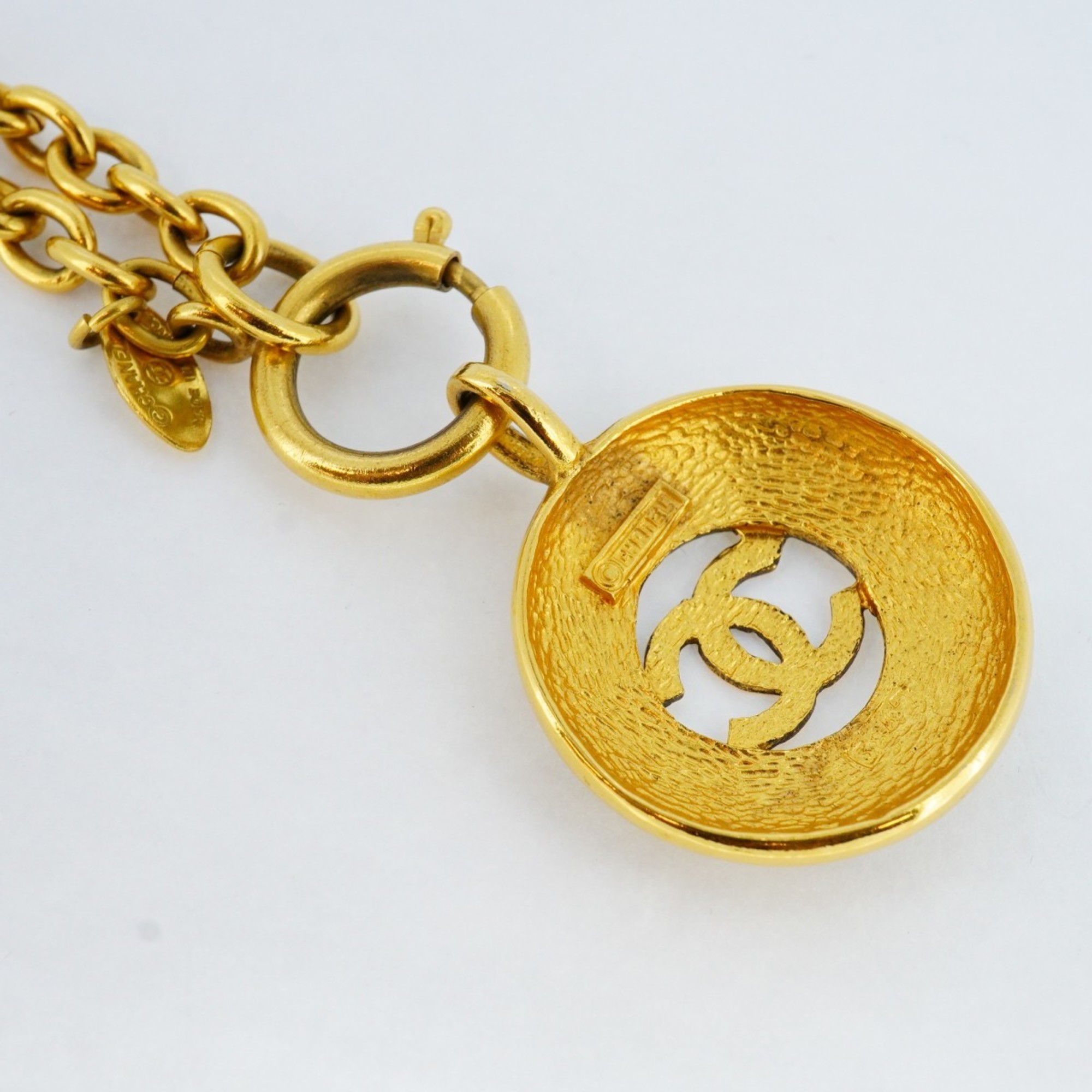 Chanel Necklace Coco Mark Circle GP Plated Gold Ladies