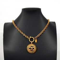 Chanel Necklace Coco Mark Circle GP Plated Gold Ladies