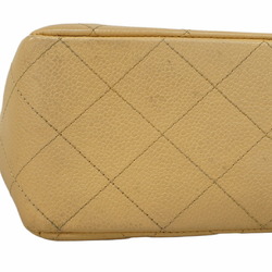 Chanel Shoulder Bag Deca Matelasse Caviar Skin Beige Women's