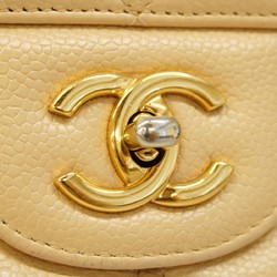 Chanel Shoulder Bag Deca Matelasse Caviar Skin Beige Women's