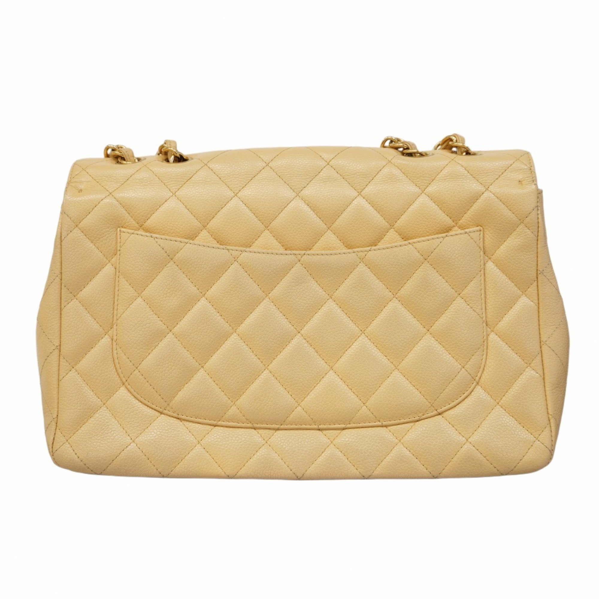 Chanel Shoulder Bag Deca Matelasse Caviar Skin Beige Women's