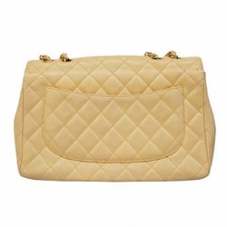 Chanel Shoulder Bag Deca Matelasse Caviar Skin Beige Women's