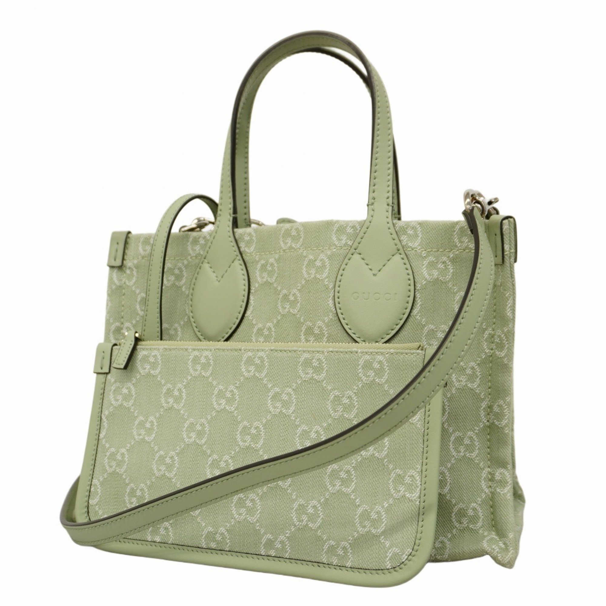 Gucci Tote Bag Ophidia GG Denim 772183 Green Women's