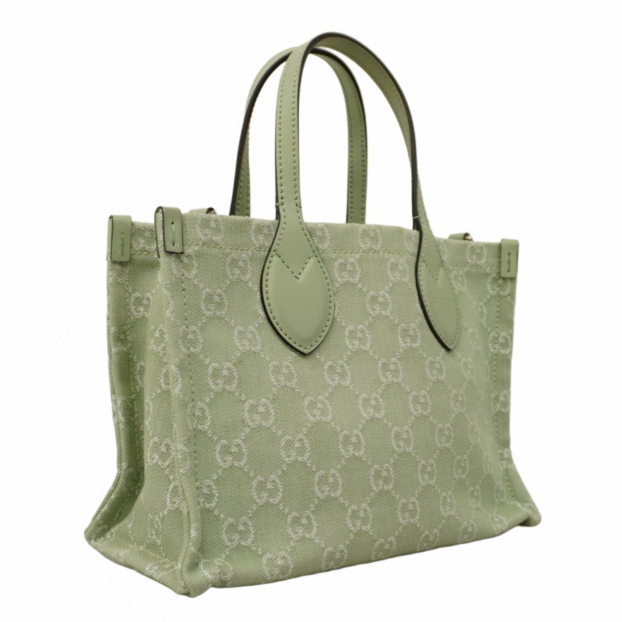 Gucci Tote Bag Ophidia GG Denim 772183 Green Women's