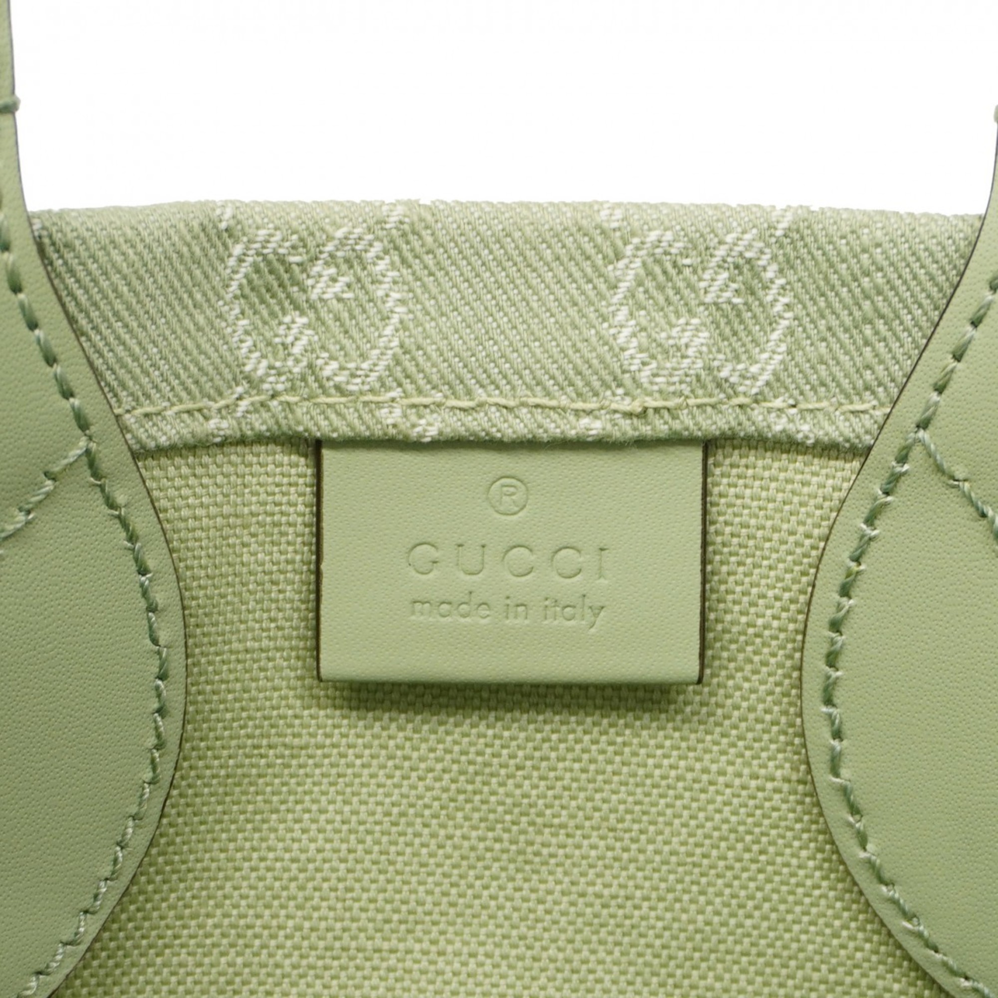 Gucci Tote Bag Ophidia GG Denim 772183 Green Women's