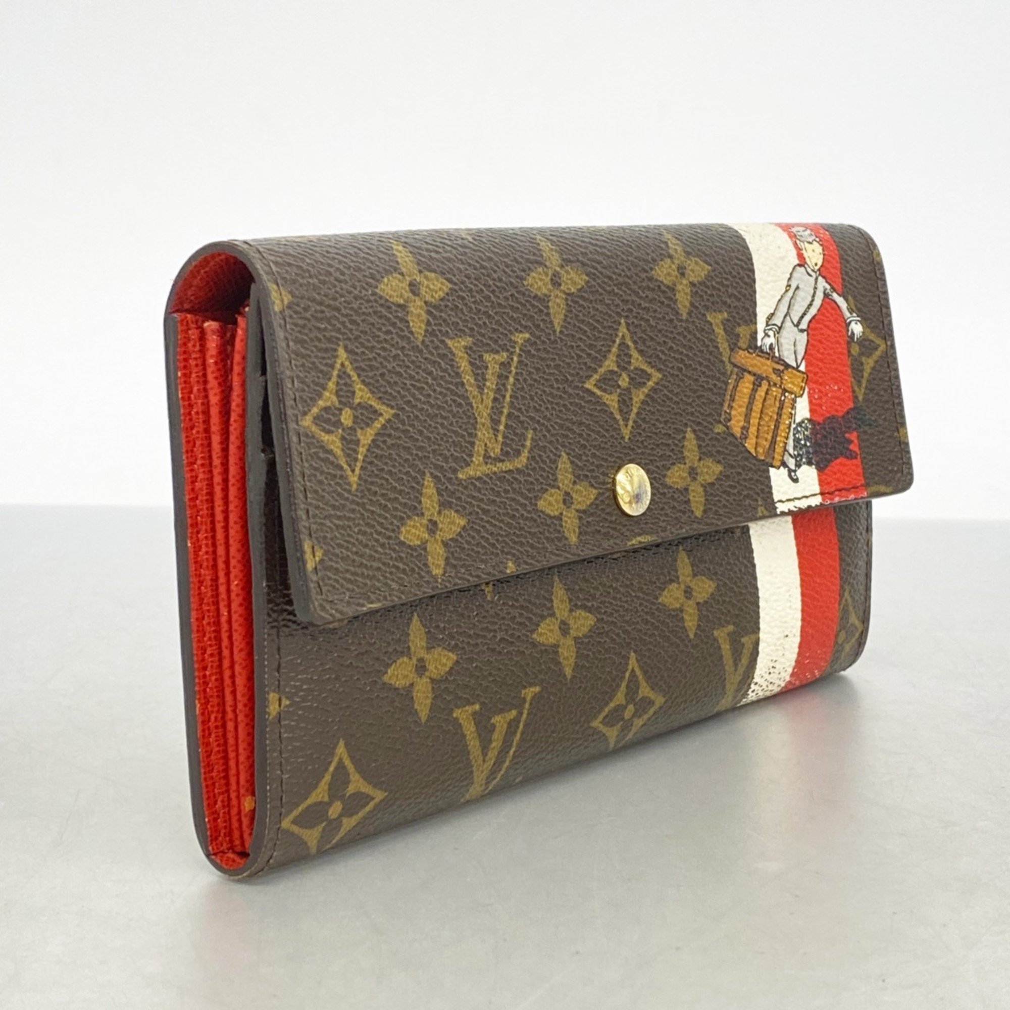 Louis Vuitton Long Wallet Monogram Groom Portefeuille Sarah M60034 Brown Rouge Bellboy Ladies