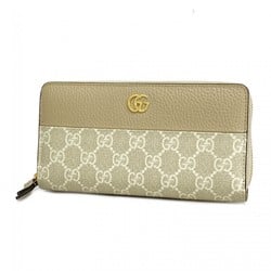 Gucci Long Wallet GG Supreme 456117 Beige Ivory Women's