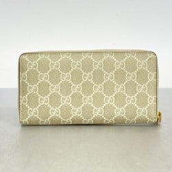 Gucci Long Wallet GG Supreme 456117 Beige Ivory Women's