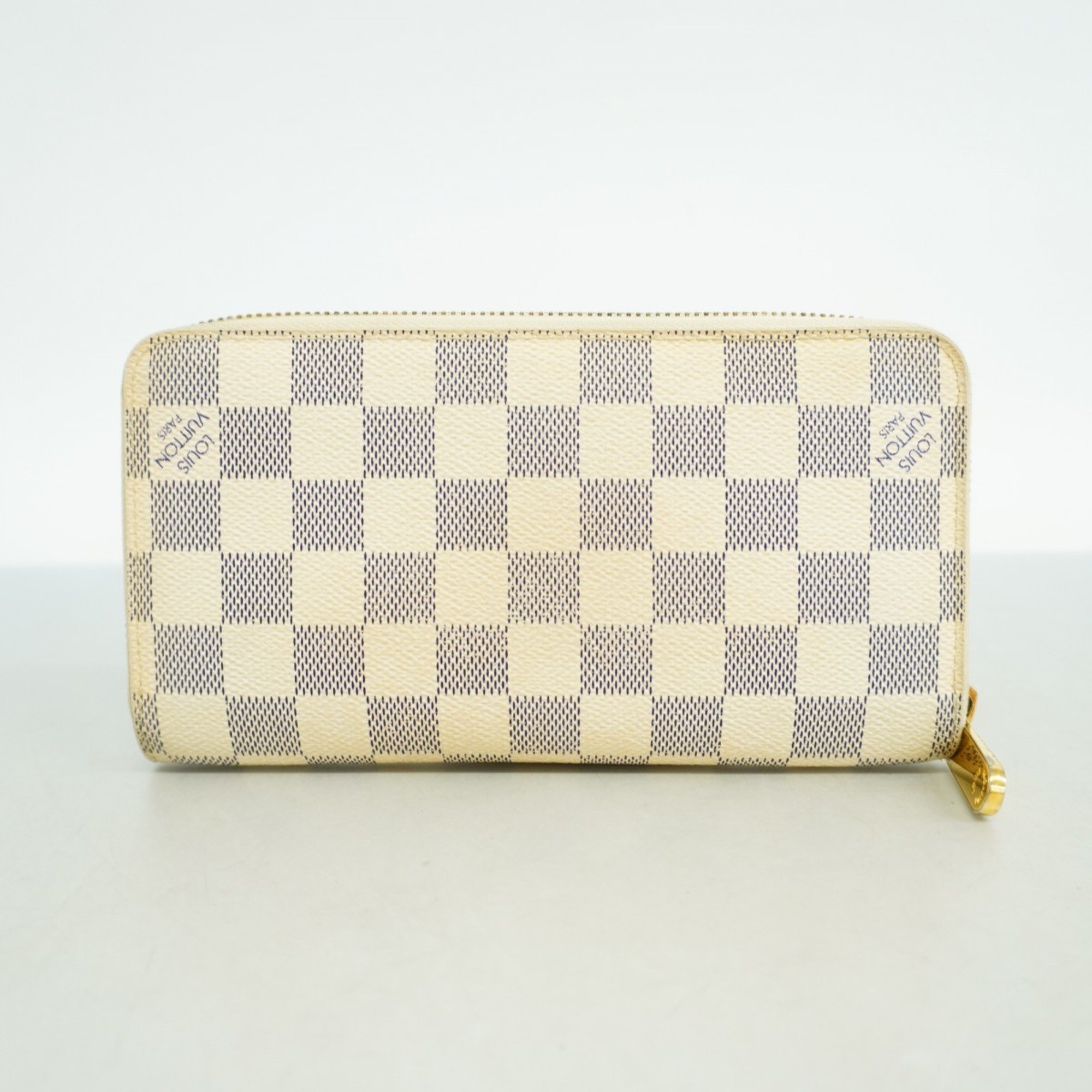 Louis Vuitton Long Wallet Damier Azur Zippy N60019 White Men's Women's