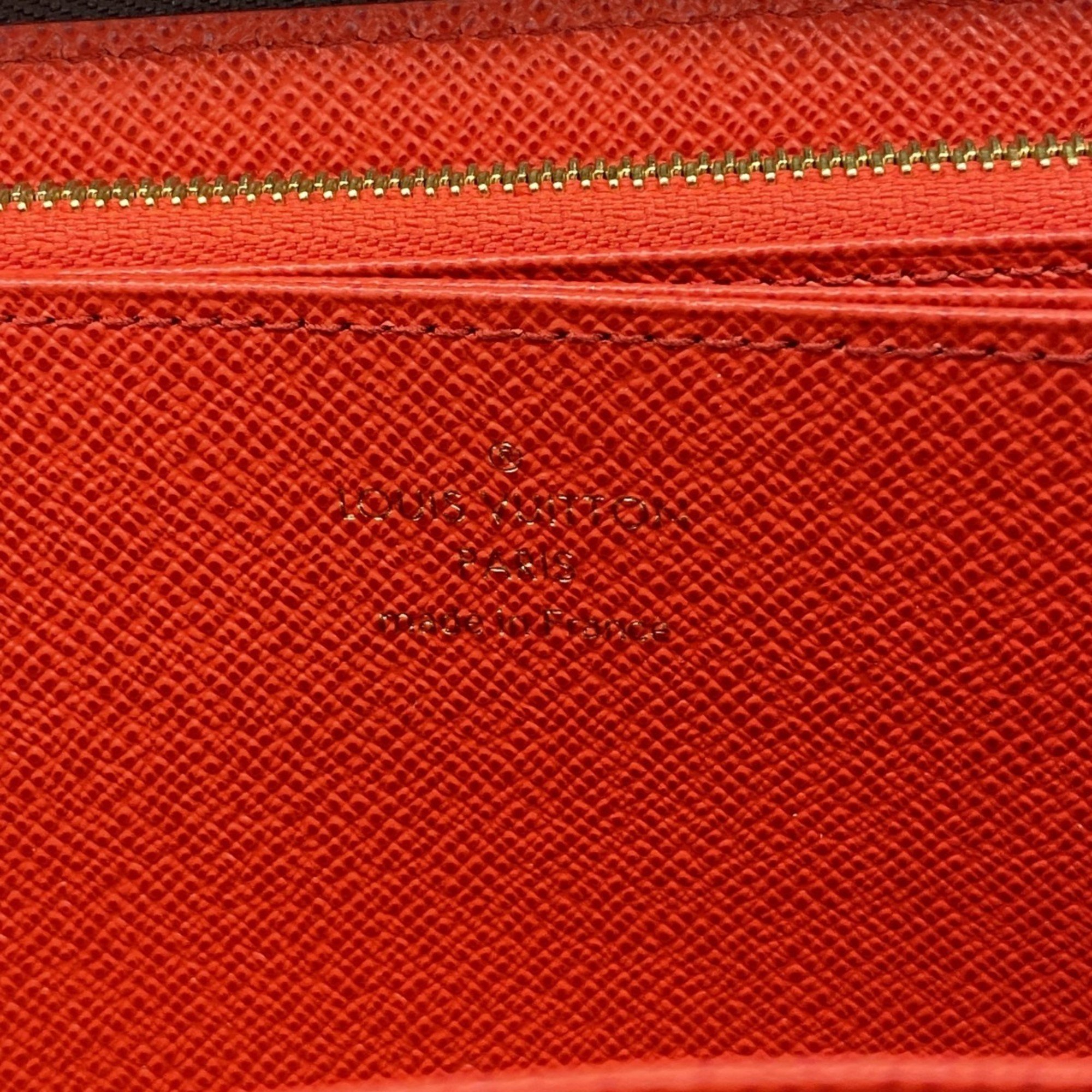 Louis Vuitton Long Wallet Monogram Zippy M41896 Brown Coquelicot Ladies