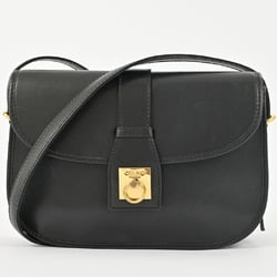 Celine Leather Flap Ring Shoulder Bag Black Women's Old CELINE