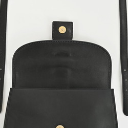 Celine Leather Flap Ring Shoulder Bag Black Women's Old CELINE