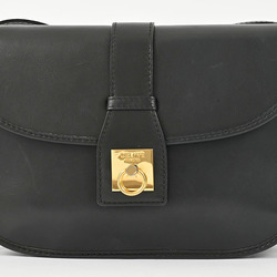 Celine Leather Flap Ring Shoulder Bag Black Women's Old CELINE