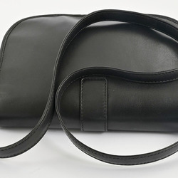 Celine Leather Flap Ring Shoulder Bag Black Women's Old CELINE