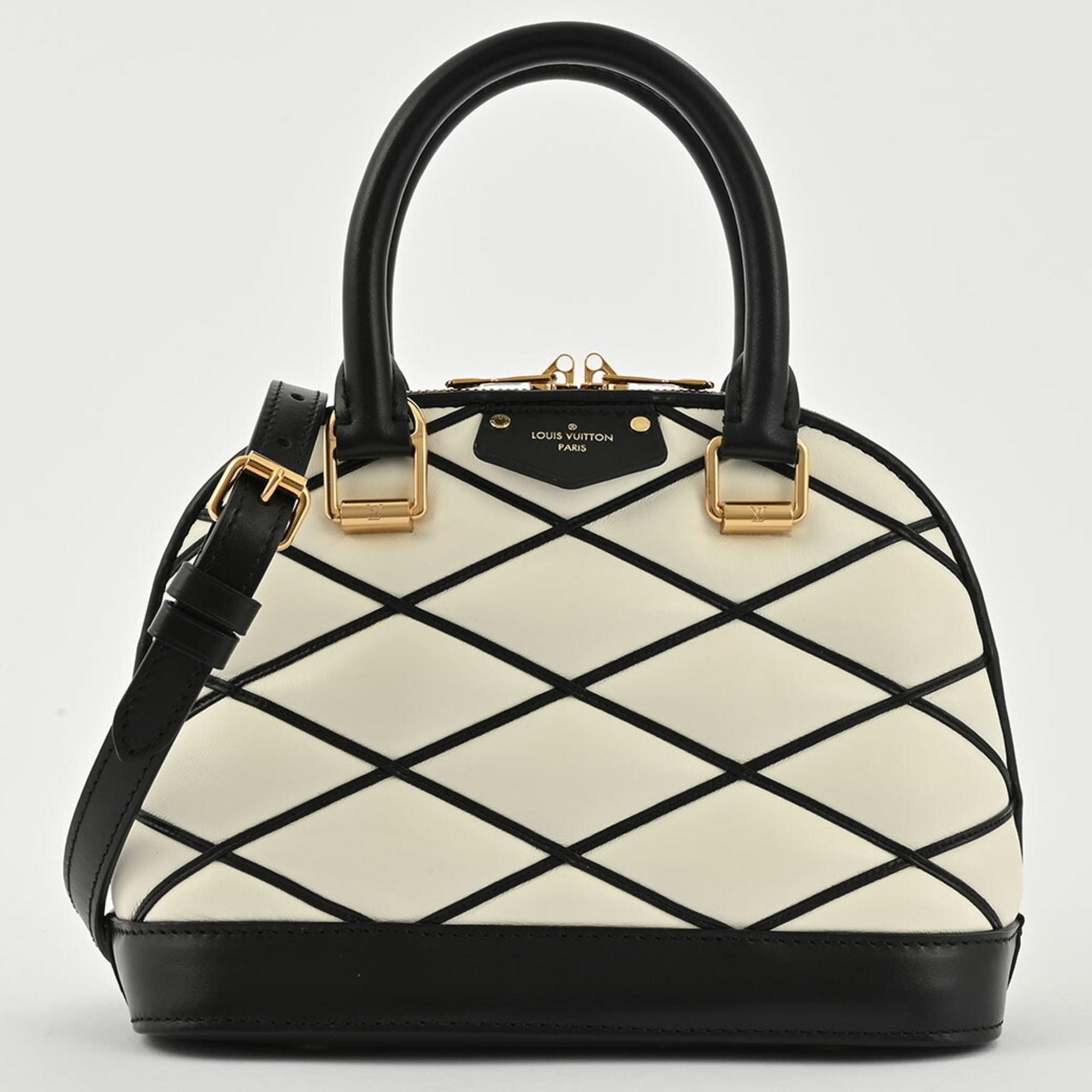 Louis Vuitton Alma BB Handbag White Black M23761 Women s Lamb Leather Shoulder LOUIS VUITTON eLADY Globazone