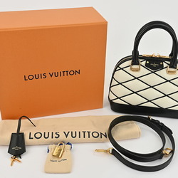 Louis Vuitton Alma BB Handbag White|Black M23761 Women's Lamb Leather Shoulder LOUIS VUITTON