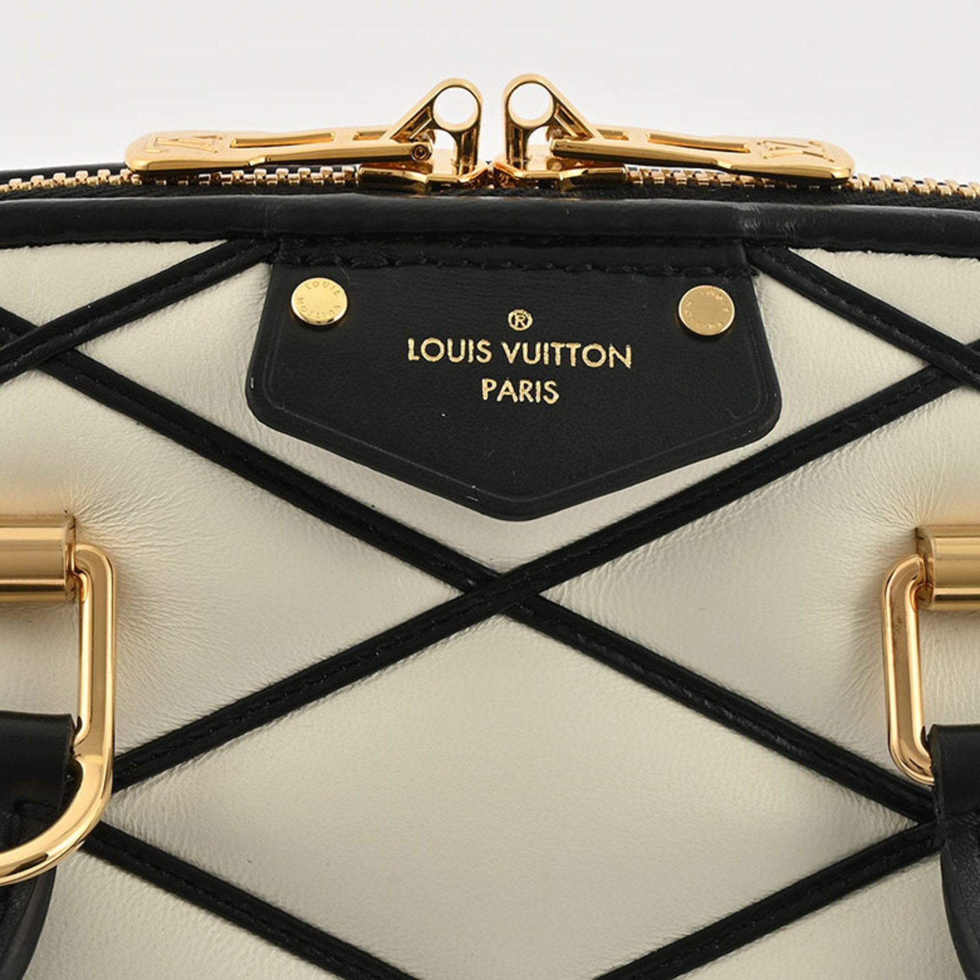 Louis Vuitton Alma BB Handbag White|Black M23761 Women's Lamb Leather Shoulder LOUIS VUITTON