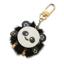 Louis Vuitton Keychain Portocle Wild Panda Fur Leather M63094 LOUIS VUITTON Charm Black White