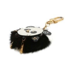 Louis Vuitton Keychain Portocle Wild Panda Fur Leather M63094 LOUIS VUITTON Charm Black White