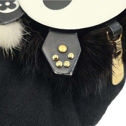 Louis Vuitton Keychain Portocle Wild Panda Fur Leather M63094 LOUIS VUITTON Charm Black White