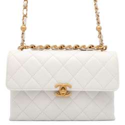 Chanel Chain Shoulder Bag Matelasse Coco Mark Small Flap AS3227 CHANEL White