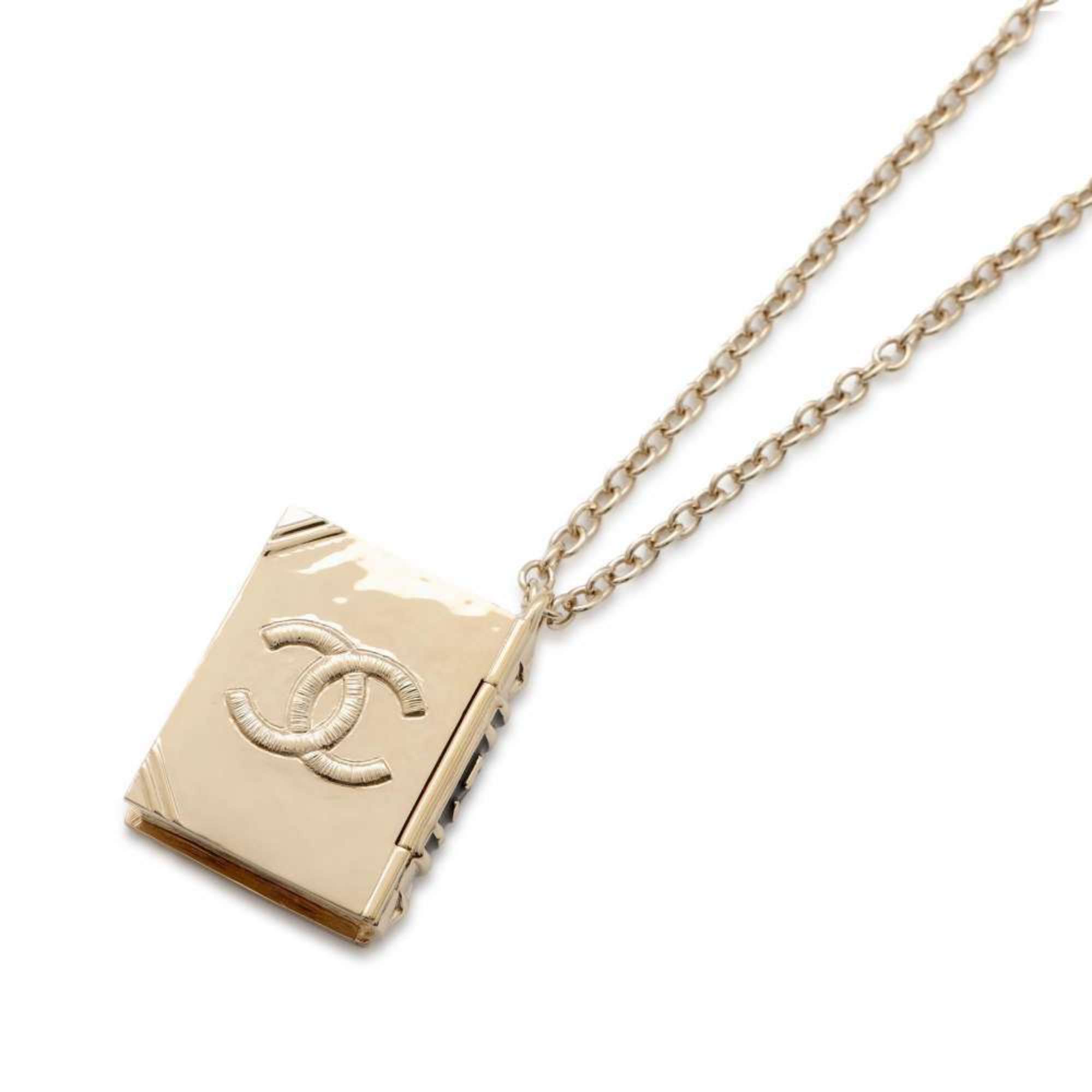 Chanel Necklace Coco Mark Book Motif Locket Pendant B22 C AB7521 CAHNEL Black