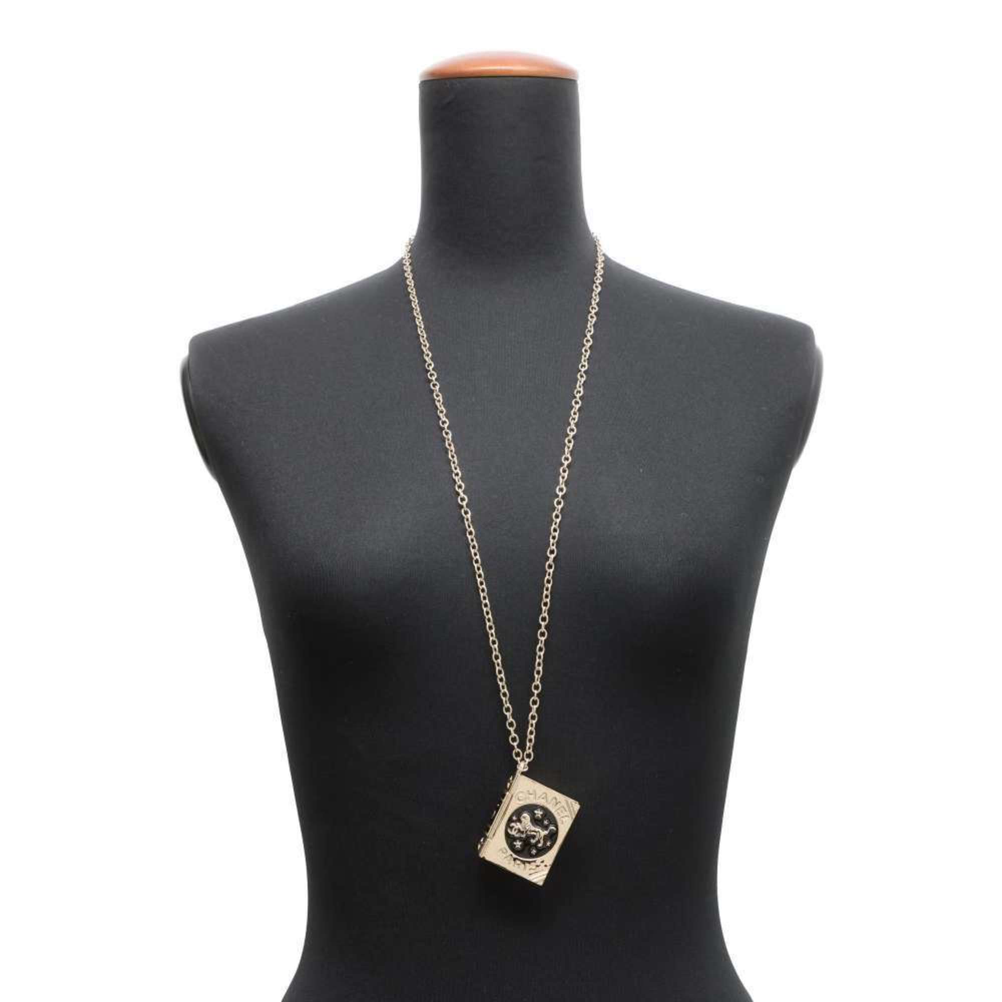 Chanel Necklace Coco Mark Book Motif Locket Pendant B22 C AB7521 CAHNEL Black