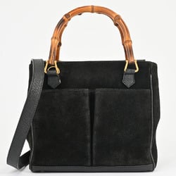 Gucci Old Bamboo Handbag Black 000・122・0316 Women's Suede Shoulder Bag GUCCI