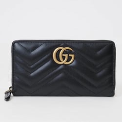 Gucci GG Marmont Zip Around Wallet Black 443123 DTD1T 1000 Women's Leather Double G GUCCI