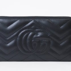 Gucci GG Marmont Zip Around Wallet Black 443123 DTD1T 1000 Women's Leather Double G GUCCI