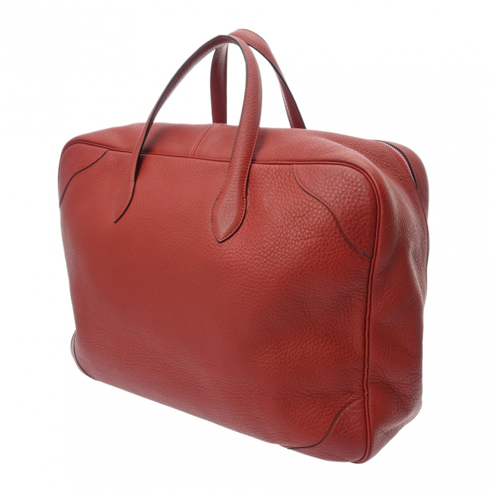 HERMES Victoria 50 Boston Bag Rouge H D Stamp (around 2000) Women's Taurillon Clemence Handbag