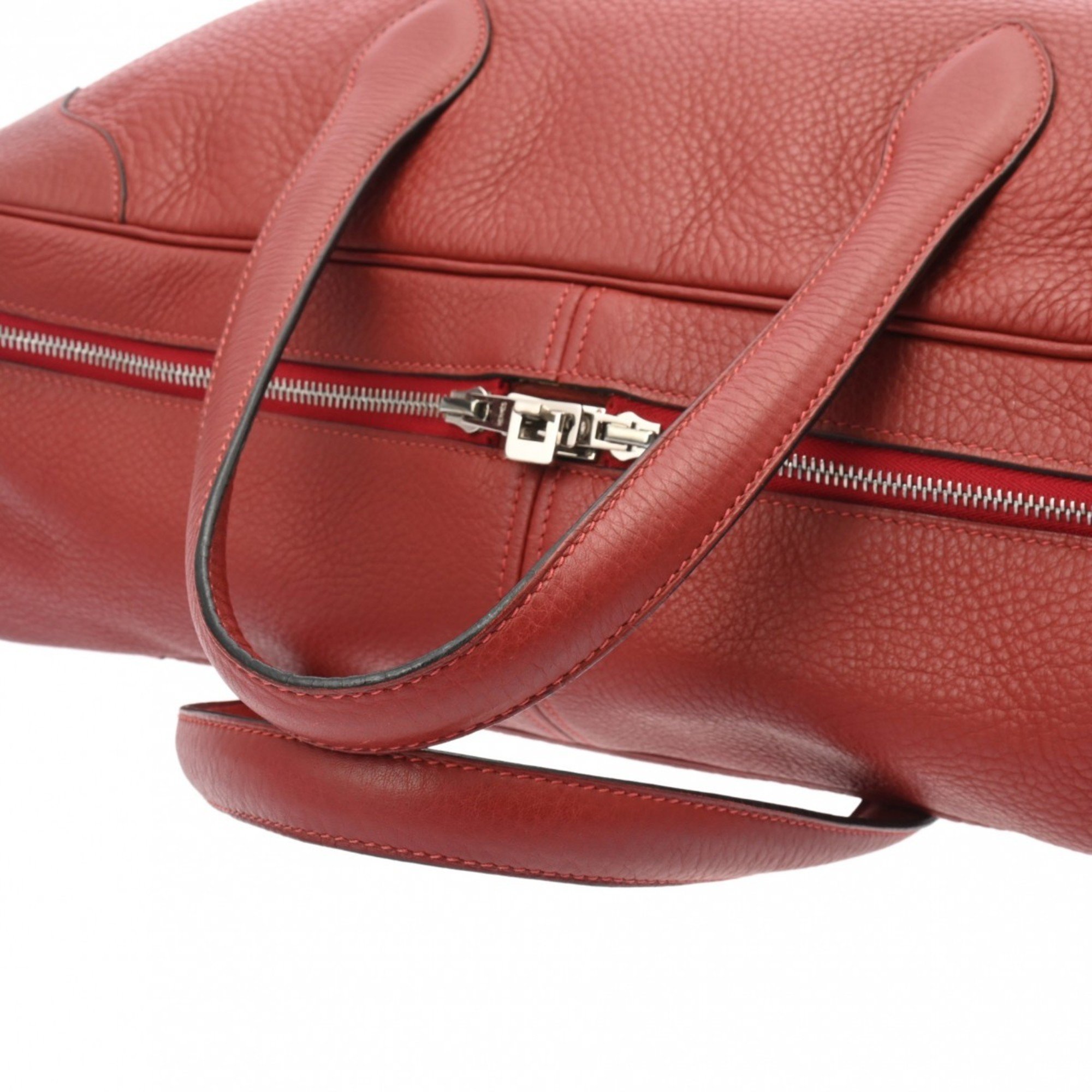 HERMES Victoria 50 Boston Bag Rouge H D Stamp (around 2000) Women's Taurillon Clemence Handbag