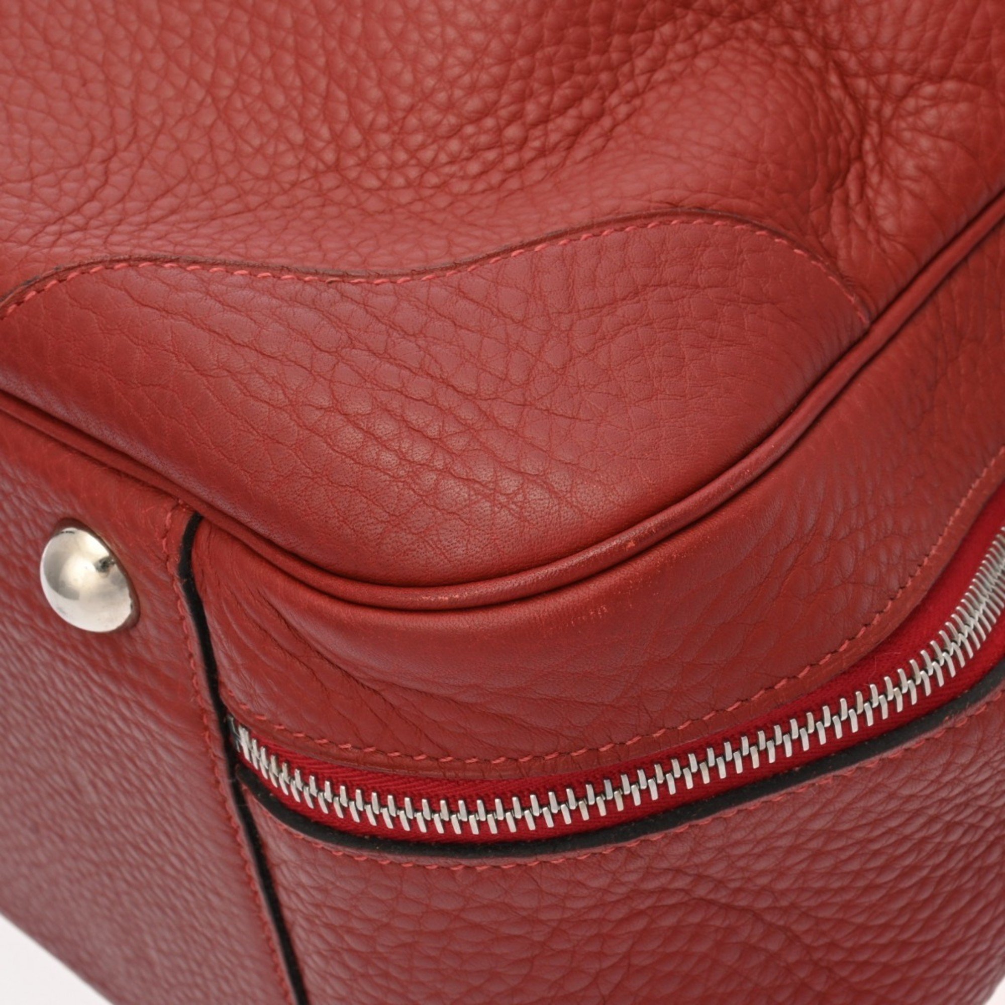 HERMES Victoria 50 Boston Bag Rouge H D Stamp (around 2000) Women's Taurillon Clemence Handbag