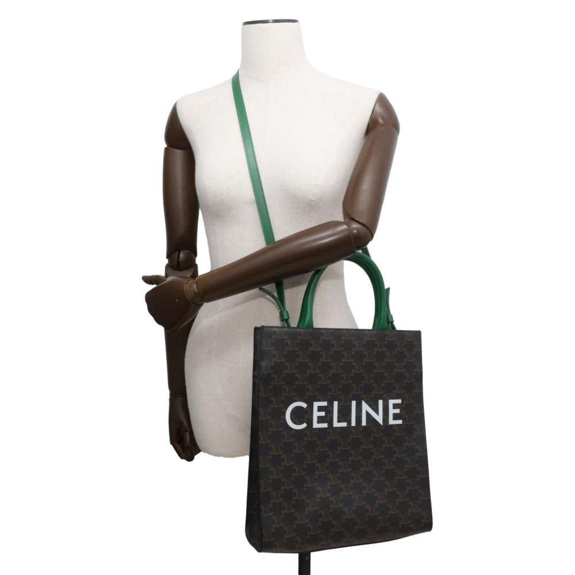 Celine Tote Bag Triomphe Vertical Cabas Small 191542BZK CELINE 2way Shoulder Tan