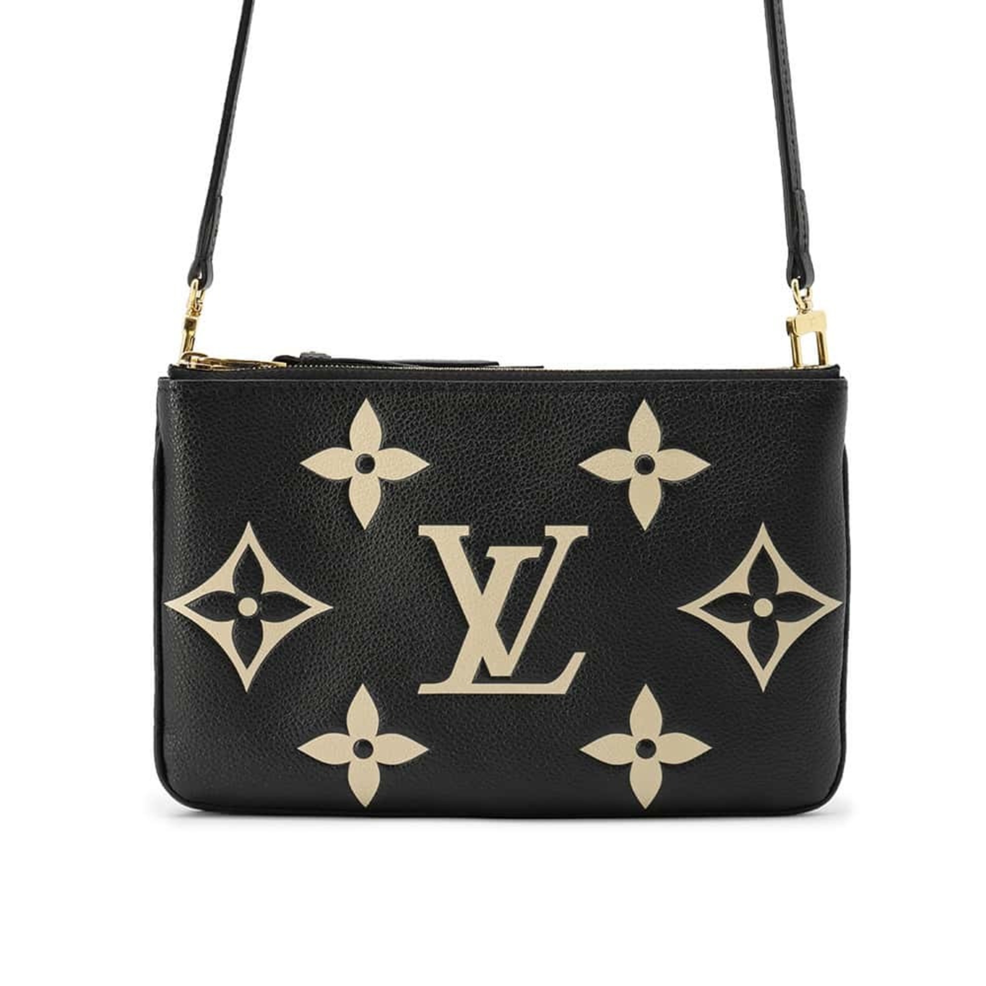 Louis Vuitton Shoulder Bag Bicolor Monogram Empreinte Pochette Double Zip M80787 Black