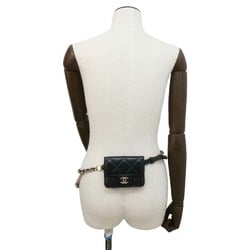 Chanel Belt Bag Matelasse Coco Mark Chain Pouch Lambskin CHANEL Waist Black