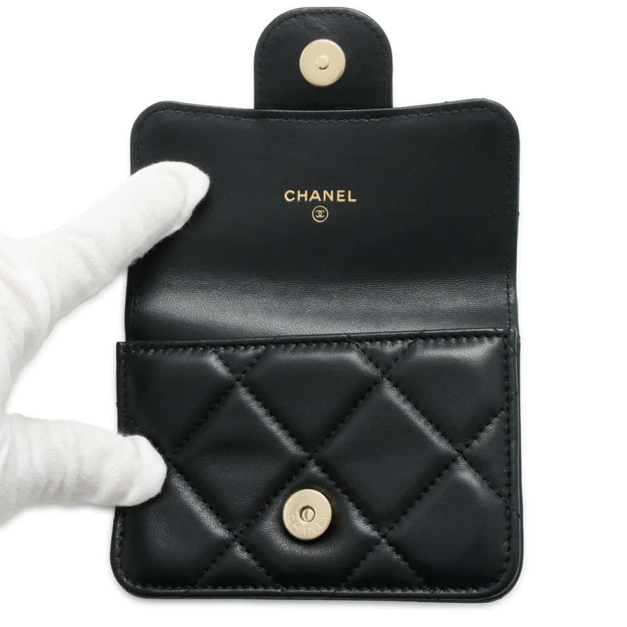 Chanel Belt Bag Matelasse Coco Mark Chain Pouch Lambskin CHANEL Waist Black