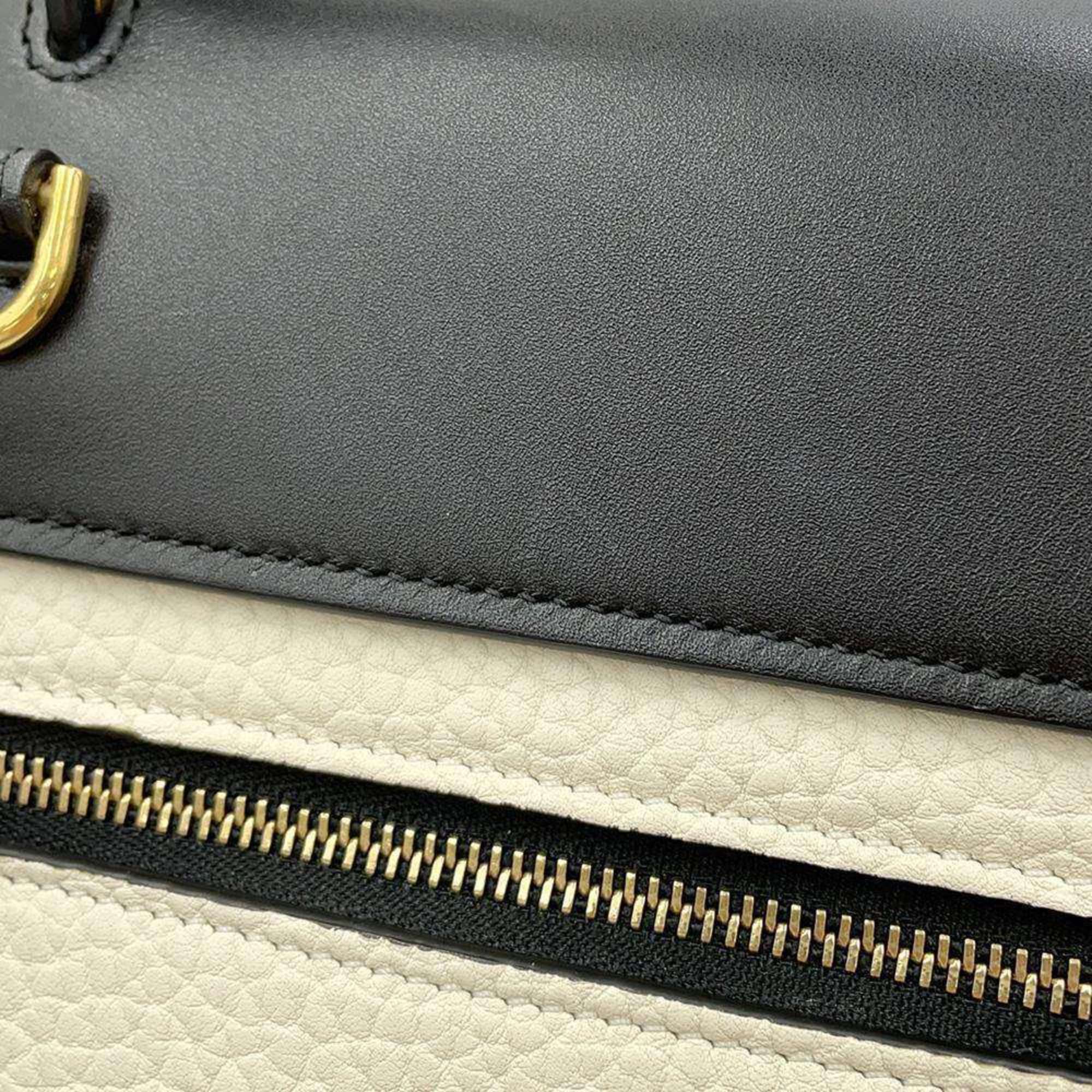 Celine handbag belt bag micro leather 180153 CELINE 2way shoulder black white