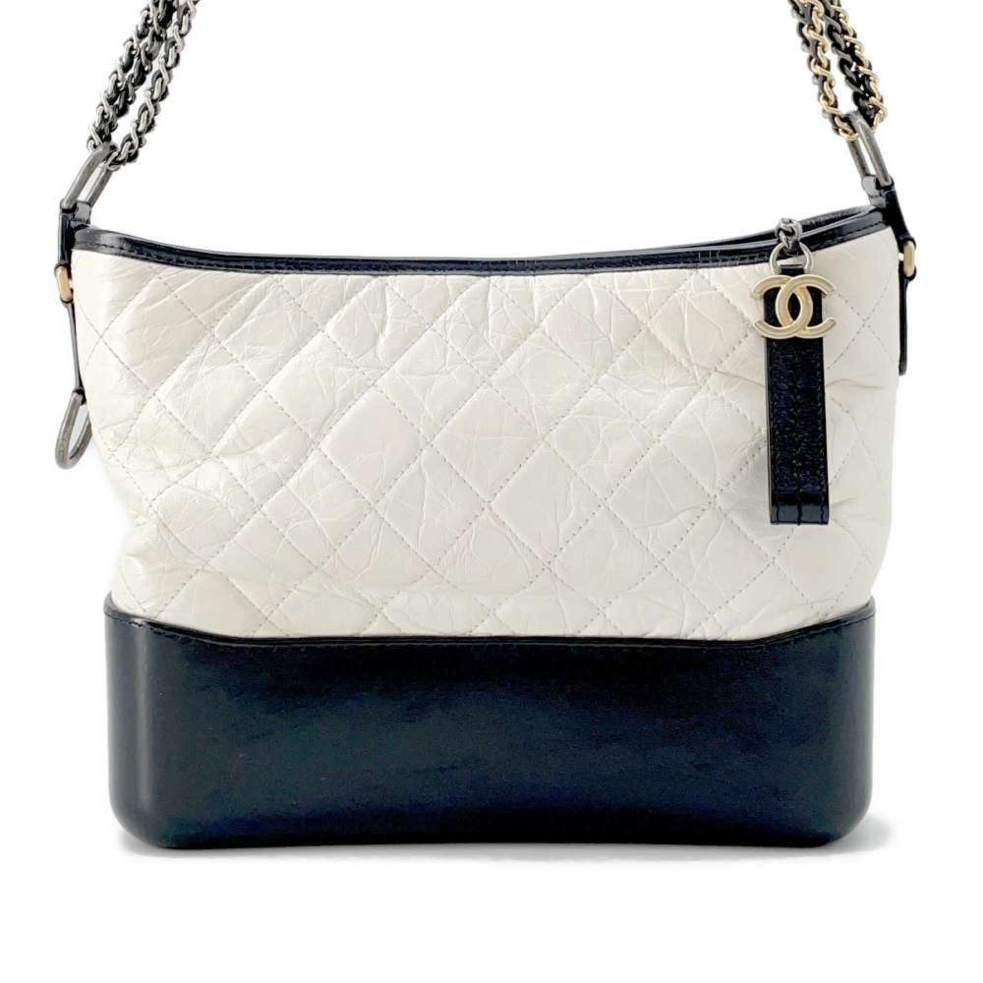 Chanel Chain Shoulder Bag Gabriel de Hobo Large Calf Leather A93824 CHANEL White Black