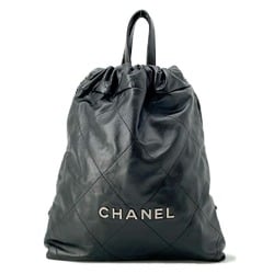 Chanel Backpack 22 Small Shiny Calf Leather AS3859 CHANEL Black