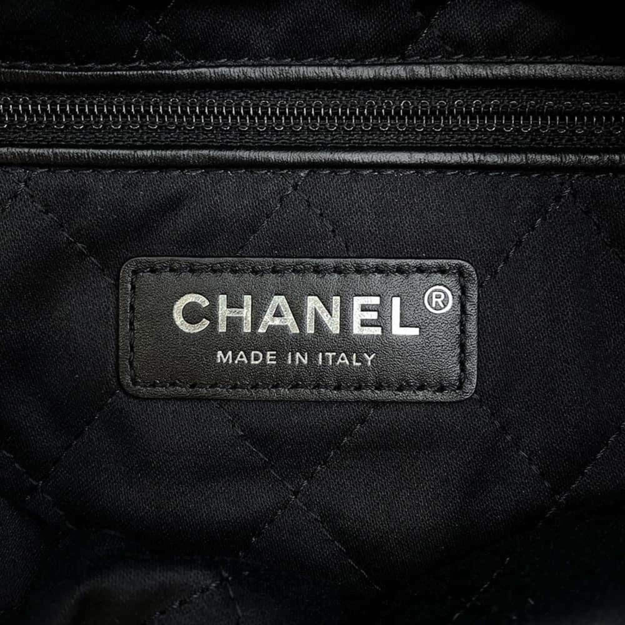 Chanel Backpack 22 Small Shiny Calf Leather AS3859 CHANEL Black